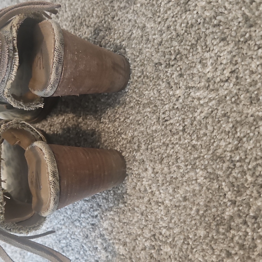 Women's Tan Peep-Toe Ankle Boots - Picture 3 of 3